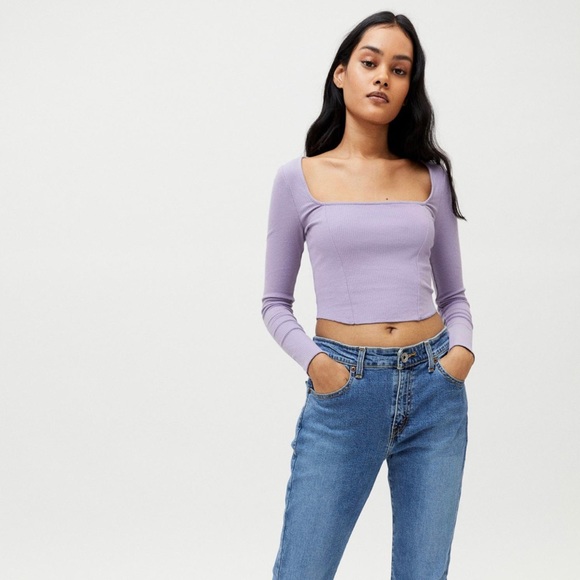 UO Meg Square Neck Top in Lilac NWOT - Picture 3 of 4